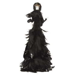 Statue Feder Engel schwarz 50 cm
