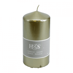 H&S stumpfe Kerze gold 7 x 14 cm