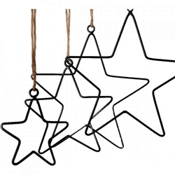 Anhänger Sterne Weihnachten schwarz 30 cm 4er Set