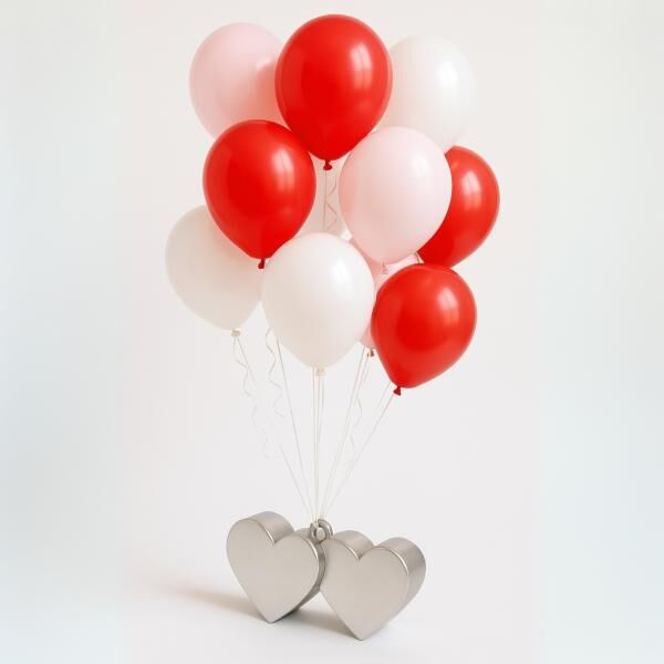 Ballongewicht Herzen silber 12 cm