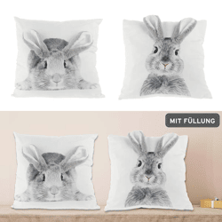 Kissen Hase, 3D, Super Soft, 2/s, ca. 40x40cm