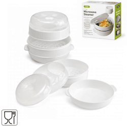 Microwave steamer white 4-piece