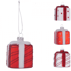 Boltze home Weihnachts-Anhänger Glas Geschenk 8 cm 4 sortiert