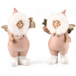 J-line Skulptur Weihnachtsengel rosa 22 cm 2 Stück sortiert