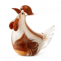J-Line Briefbeschwerer Huhn Glas weiß/braun 15 cm