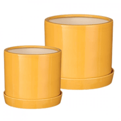 Mica flower pot with saucer Milan 24 cm set of 2