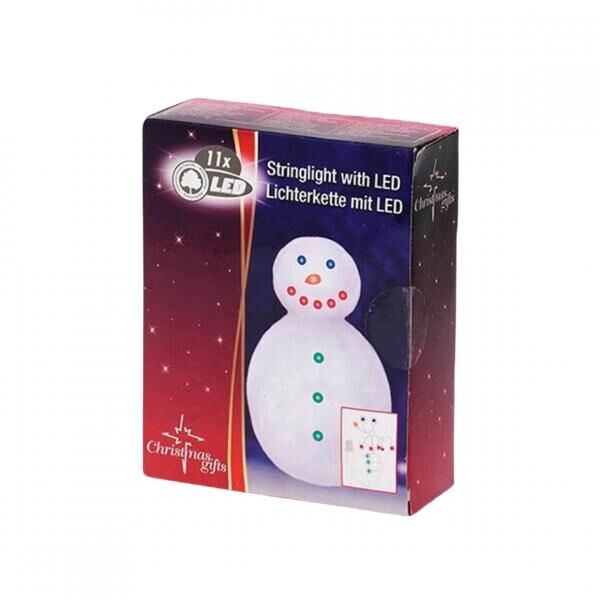 Schneemann Lichterkette LED auf Batterie 275 cm