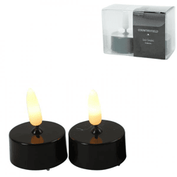 Countryfield LED tea light Elegance flame effect black 5 cm set of 2