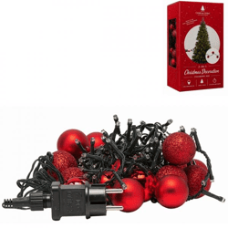 Lichterkette mit Kugeln LED IP 44 EU Stecker rot 1100 cm