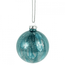 Wilko Christmas ball blue marbled glitter effect 8 cm 6 pcs.