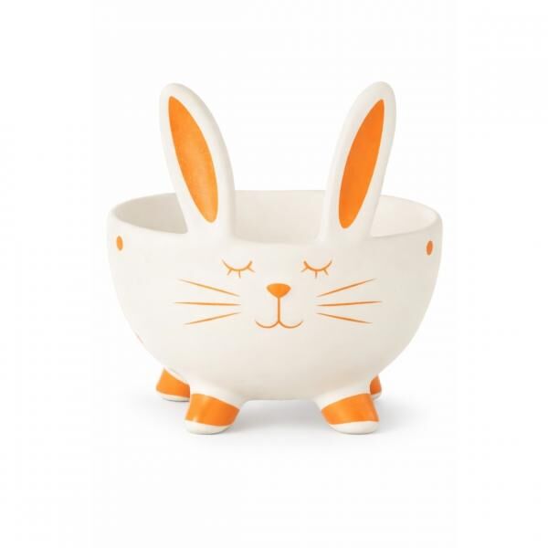 J-Line kom Konijn wit/oranje 14 cm