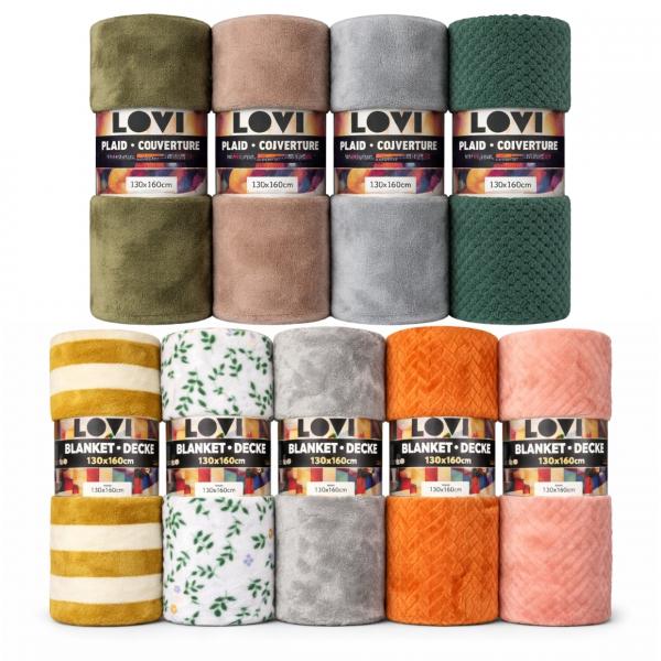 Plaid Lovi fleece 130 x 160 cm assorti