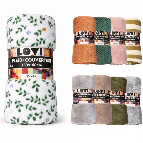 Plaid Lovi fleece 130 x 160 cm assorti