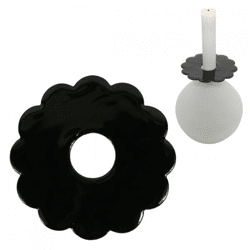 Stjernsund Kerzenring Loua Blume schwarz glänzend 9,3 cm