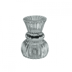 Housevitamin Kerzenhalter duo Classic Ribb Rauchglas 8 cm