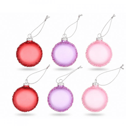 Weihnachtskugel Glas Macaron rosa 6 cm Satz von 6