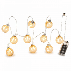 J-Line Lichterkette LED auf Batterie Glaskugeln amber 165 cm