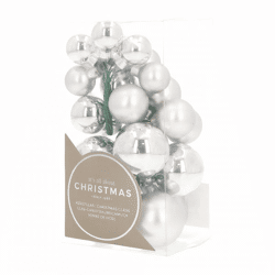 Kerstballen glas zilverkleurig 3,5 cm set van 24