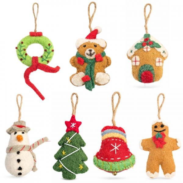 Home Accents Weihnachtsanhänger aus Filz 11 cm 7 Stück sortiert