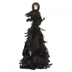 Statue Feder Engel schwarz 50 cm