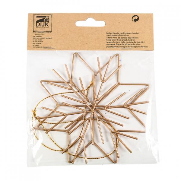 Christmas pendant Snowflake metal gold color 11,5 cm set of 2