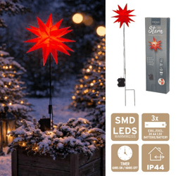 LED star, plug, SMD, foldable, red, outdoor, approx. 25cmD