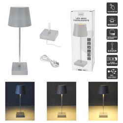 LED table lamp, USB, light gray, M, approx. 32cmH