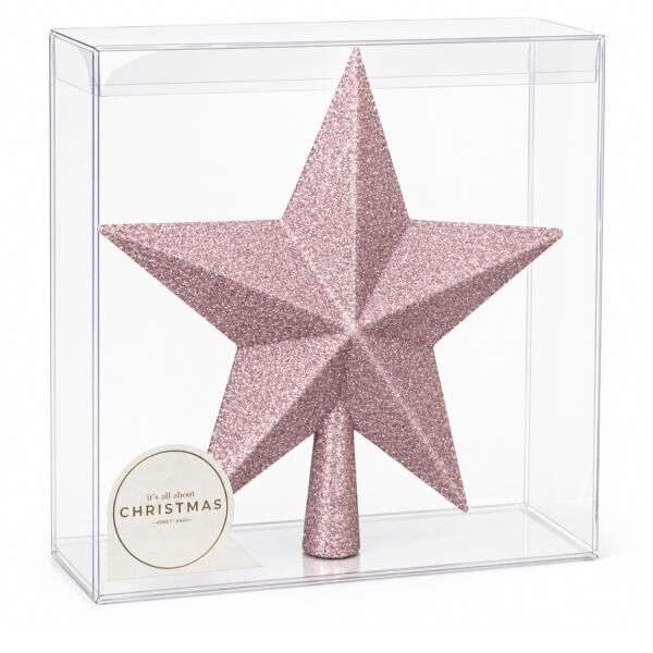 Weihnachtsbaumspitze Stern Glitzer rosa 23 cm