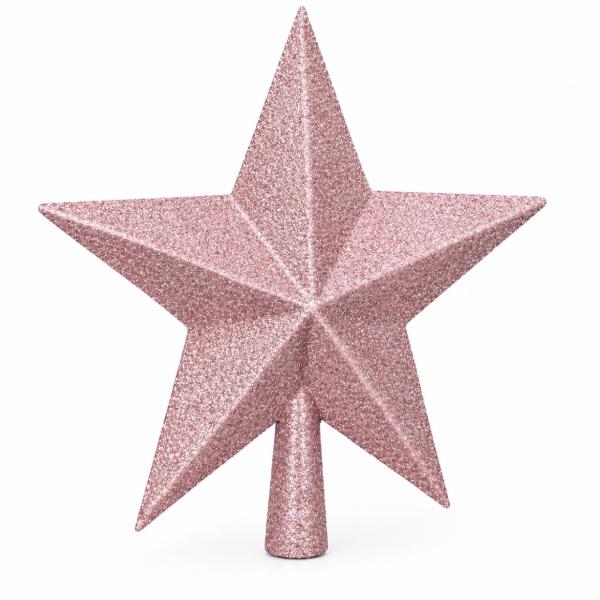 Weihnachtsbaumspitze Stern Glitzer rosa 23 cm