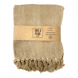 Take a Plaid 17 recycelte Baumwolle beige 125 x 150 cm