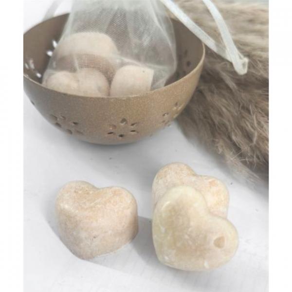 Bernsteinblock Herz Babypuder 2,5 cm Organzabeutel mit 3 Stück