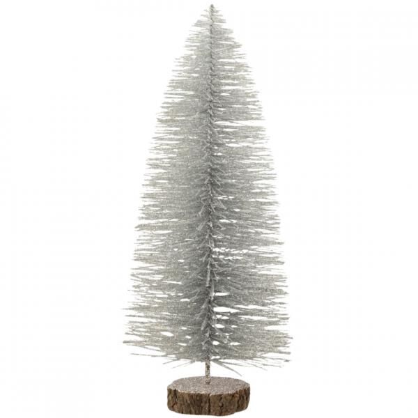 J-Line Christmas tree on base glitter silver 37 cm