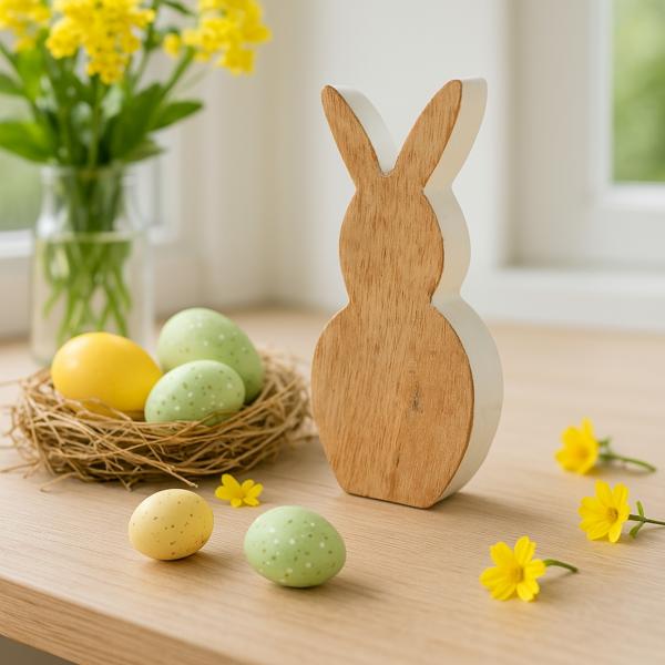 Figur Hase Holz weiß 18 cm