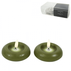 Countryfield LED Schwimmkerze Lyon Flammeneffekt grün 7,5 cm 2er Set