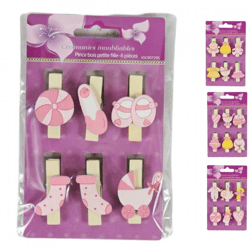 Holzpflöcke baby rosa 4 sortiert 6er Set
