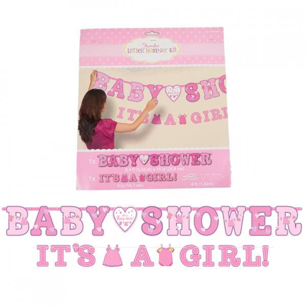 Letter sling Baby Shower/Its a Girl rosa Satz von 2
