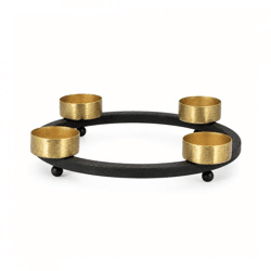 Teelichthalter Ariana schwarz/gold 23 cm