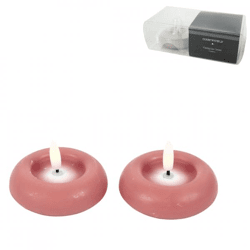 Countryfield LED drijfkaars Lyon vlameffect roze 7,5 cm set van 2