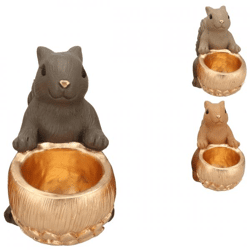 Schaal Jingle eekhoorn zittend bruin 17 cm 3 assorti