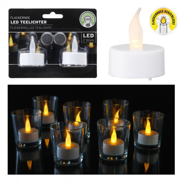 LED tea light, set of 2, white