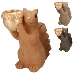 Schaal Jingle eekhoorn staand bruin 21 cm 3 assorti