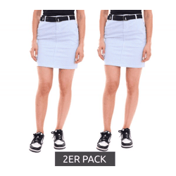 2er Pack DELMAO Damen knielanger Rock im Streifen-Look Sommer-Rock mit Gürtel 98653165 Blau/Weiß