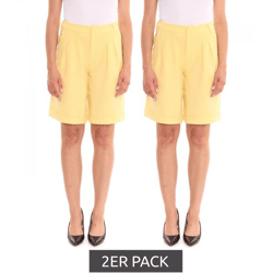 2er Pack AjC Damen Anzug-Shorts elegante kurze Hose im Sparpack Mode-Bermuda Wide Leg 49801848 Gelb