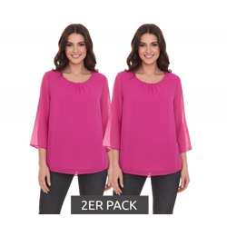 2er Sparpack Aniston SELECTED Damen modische Sommer-Bluse mit 3/4-Ärmeln 16113300 Pink
