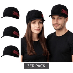 3er Pack The Black Dahlia Murder Unisex Schirm-Mütze mit Logo-Schriftzug Schirm-Beanie Strick-Mütze KC107206BDM Schwarz