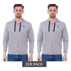 2er Sparpack U.S. POLO ASSN. Herren Sweat-Jacke mit Kapuze Baumwoll-Jacke Pullover 162 62510 52191 282 Grau