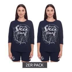 2er Sparpack SOCCX by Carina Damen Oversized Sweatshirt mit Rundhals-Ausschnitt Alltags-Pulli SCU-2100-3772 Blau
