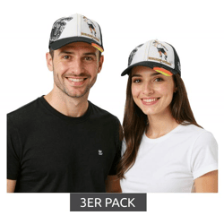 3er Sparpack WORLDCUP LEGENDS Unisex Baseball-Cap im Deutschland-Design Baumwoll-Cap mit Fußballspieler-Print Curved-Brim-Cap mit No.5-Pri