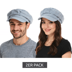 2er Sparpack Ballon-Mütze im Jeans-Style Schirm-Mütze Baker-Boy-Mütze Kopfbedeckung Sommer-Cap 4606M K248136 Blau