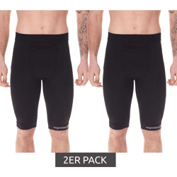 2er Sparpack megmeister Herren Kompressions-Shorts mit Body-Mapping-Belüftung Rad-Shorts Antibakteriell und Geruchshemmend Kompressions-Be